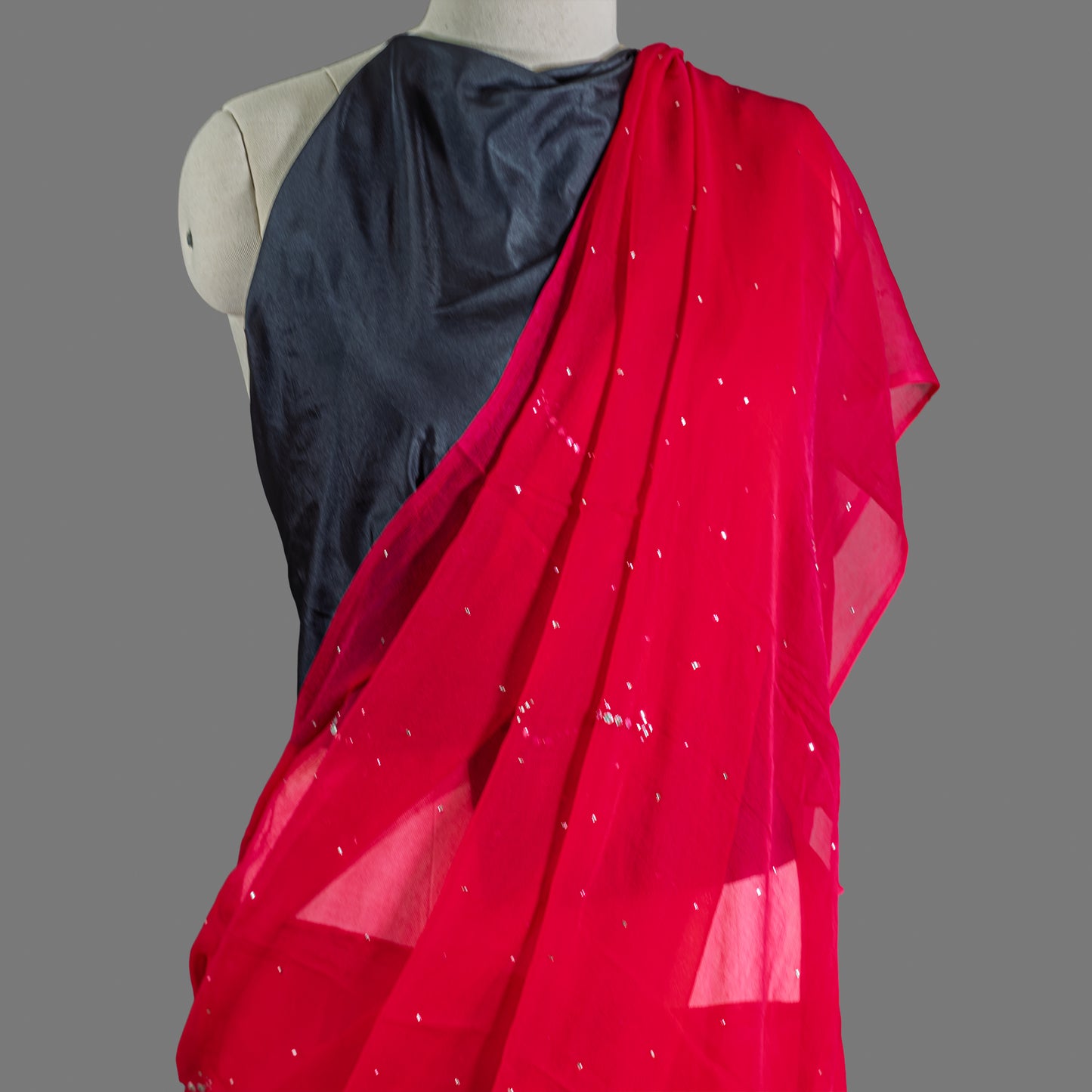 PURE CHIFFON SAREE-DARK FUCHSIA - TYE-DYE -MUKESH- CHIFFON SAREE COLLECTION | simmpli ethnicc