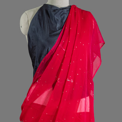 PURE CHIFFON SAREE-DARK FUCHSIA - TYE-DYE -MUKESH- CHIFFON SAREE COLLECTION | simmpli ethnicc