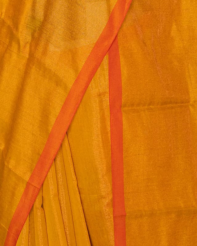 Handloom Cotton Tissue Saree-Golden Yellow-Shimmer