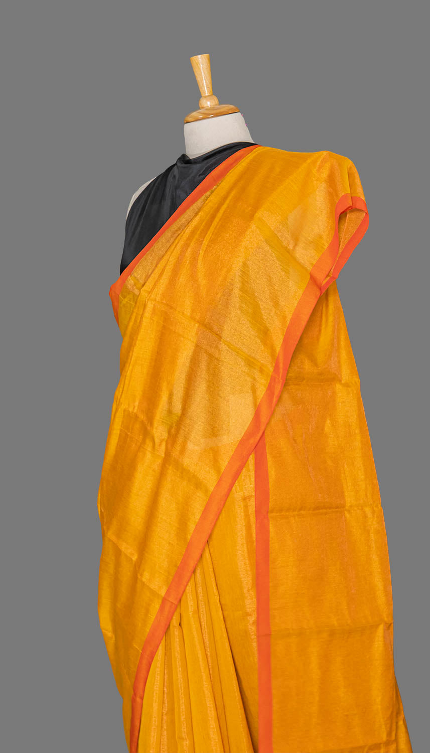 Golden Yellow Shimmer Handloom Saree | simmpli ethnicc