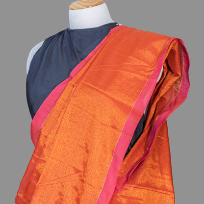 HANDLOOM COTTON TISSUE SAREEE-BURNT ORANGE-SHIMMER-HANDLOOM SAREE COLLECTION | simmpli ethnicc (Copy)