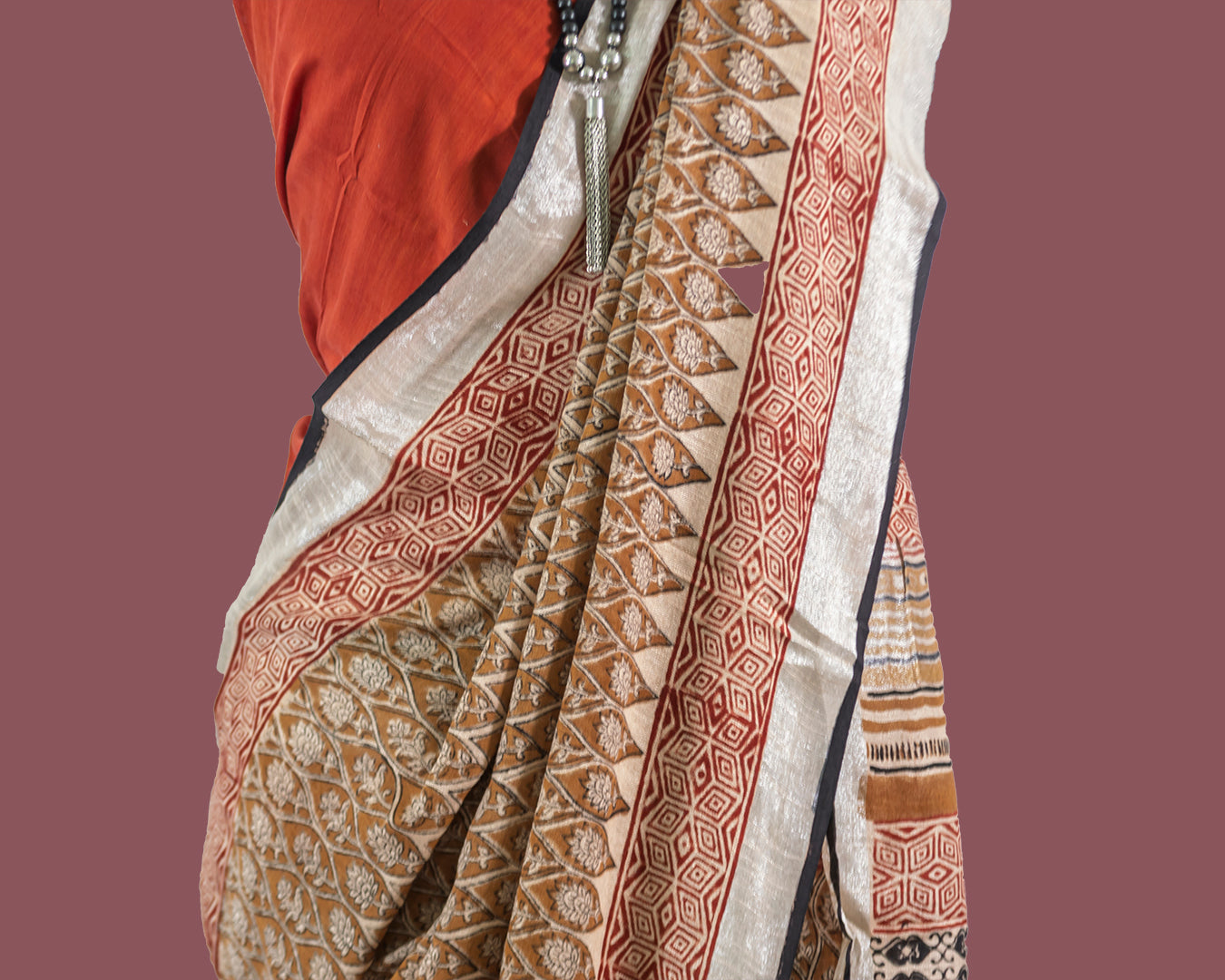 Cotton Linen Printed Beige  Saree
