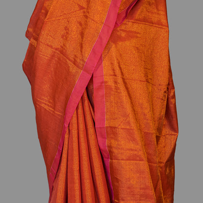 HANDLOOM COTTON TISSUE SAREEE-BURNT ORANGE-SHIMMER-HANDLOOM SAREE COLLECTION | simmpli ethnicc (Copy)
