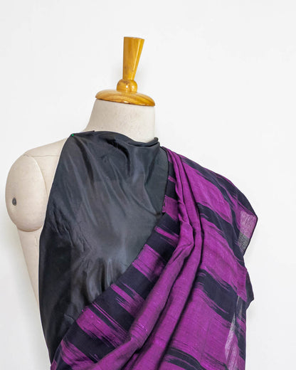 MUSLIN COTTON SAREE-DARK PURPLE- HANDLOOM SAREE COLLECTION | simmpli ethnicc