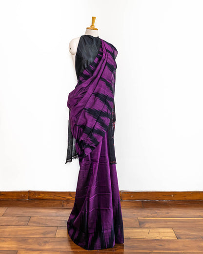 MUSLIN COTTON SAREE-DARK PURPLE- HANDLOOM SAREE COLLECTION | simmpli ethnicc