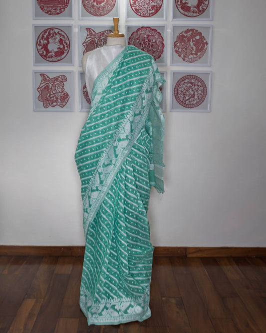 Sea Green Intricately woven saree | simmpli ethnicc