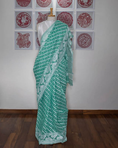 Handloom Cotton saree-Sea Green-Woven