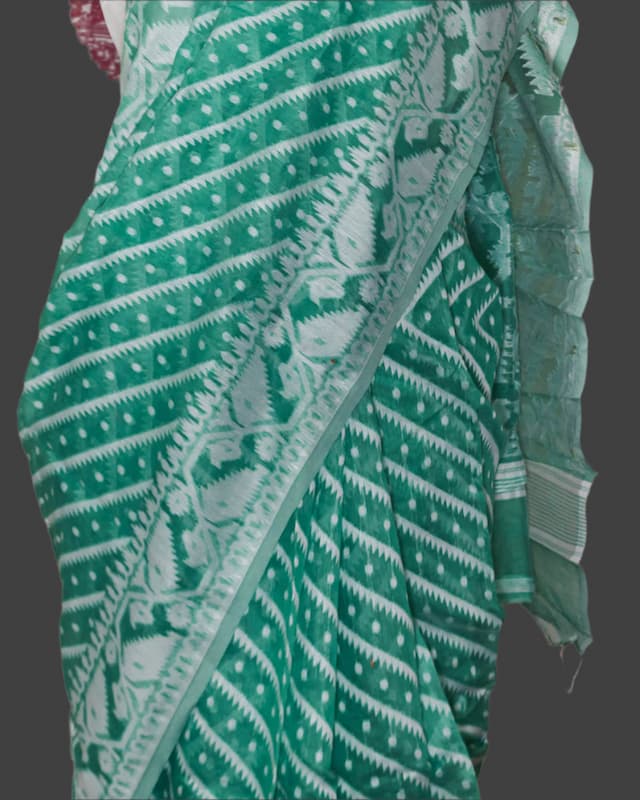 Handloom Cotton saree-Sea Green-Woven