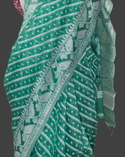 Handloom Cotton saree-Sea Green-Woven