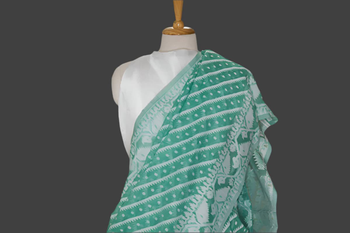 Handloom Cotton saree-Sea Green-Woven