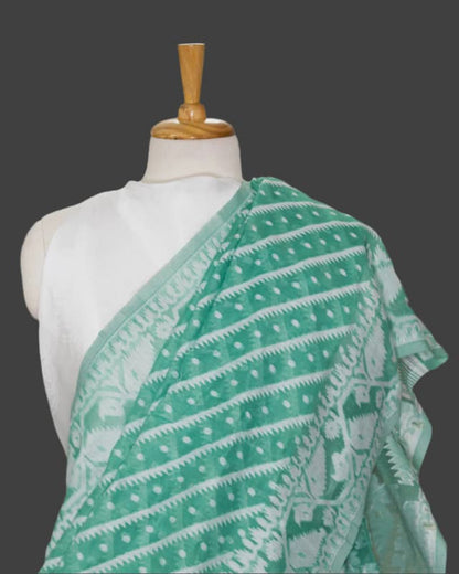 Handloom Cotton saree-Sea Green-Woven