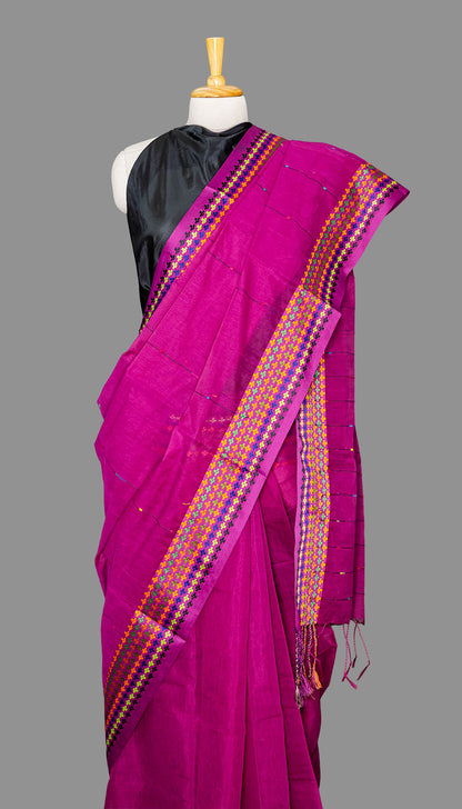 Fuchia Pink Handloom Cotton Saree| simmpli ethnicc