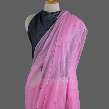 PURE CHIFFON SAREE-LAVENDER FUCHSIA PINK -MUKESH- CHIFFON SAREE COLLECTION | simmpli ethnicc
