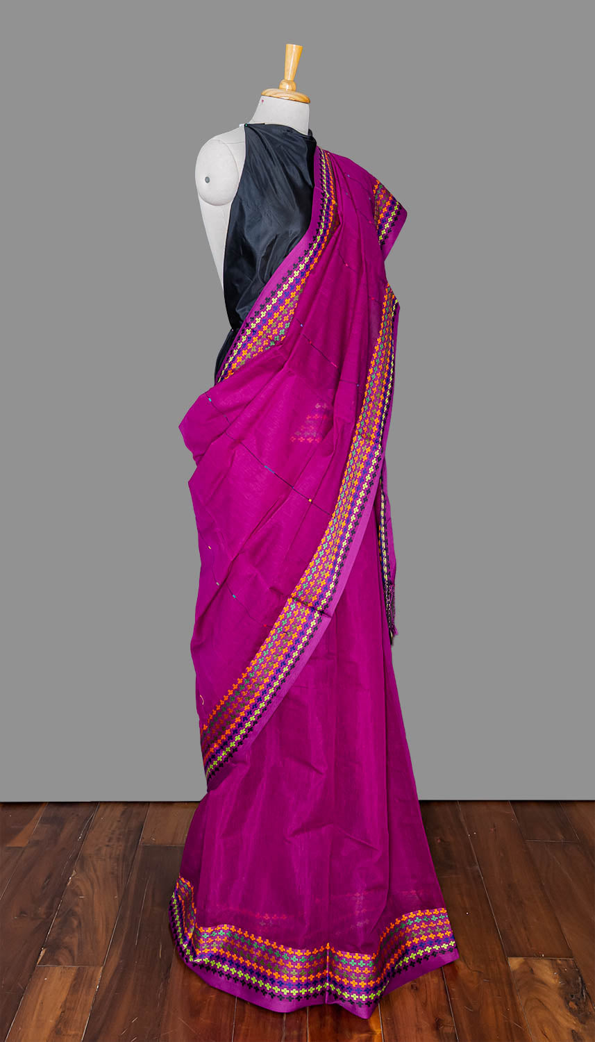 Fuchia Pink Handloom Cotton Saree| simmpli ethnicc