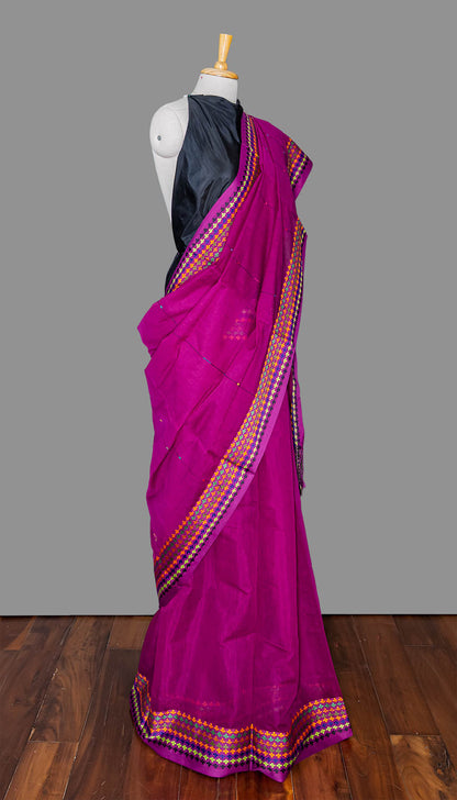 Fuchia Pink Handloom Cotton Saree| simmpli ethnicc