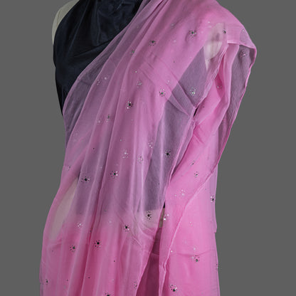 PURE CHIFFON SAREE-LAVENDER FUCHSIA PINK -MUKESH- CHIFFON SAREE COLLECTION | simmpli ethnicc