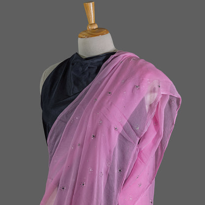 PURE CHIFFON SAREE-LAVENDER FUCHSIA PINK -MUKESH- CHIFFON SAREE COLLECTION | simmpli ethnicc