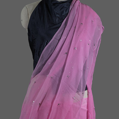 PURE CHIFFON SAREE-LAVENDER FUCHSIA PINK -MUKESH- CHIFFON SAREE COLLECTION | simmpli ethnicc