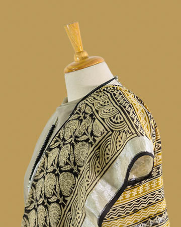 simmpli ethnicc | BEIGE-SAGE GREEN COTTON LINEN PRINTED SAREE