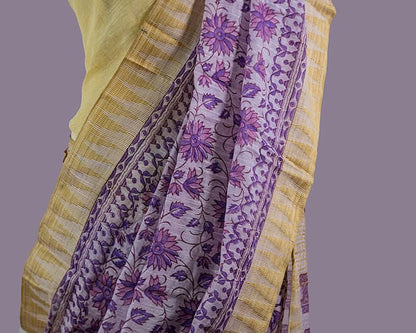 Maheshwari Cotton Saree-Purple Floral Print