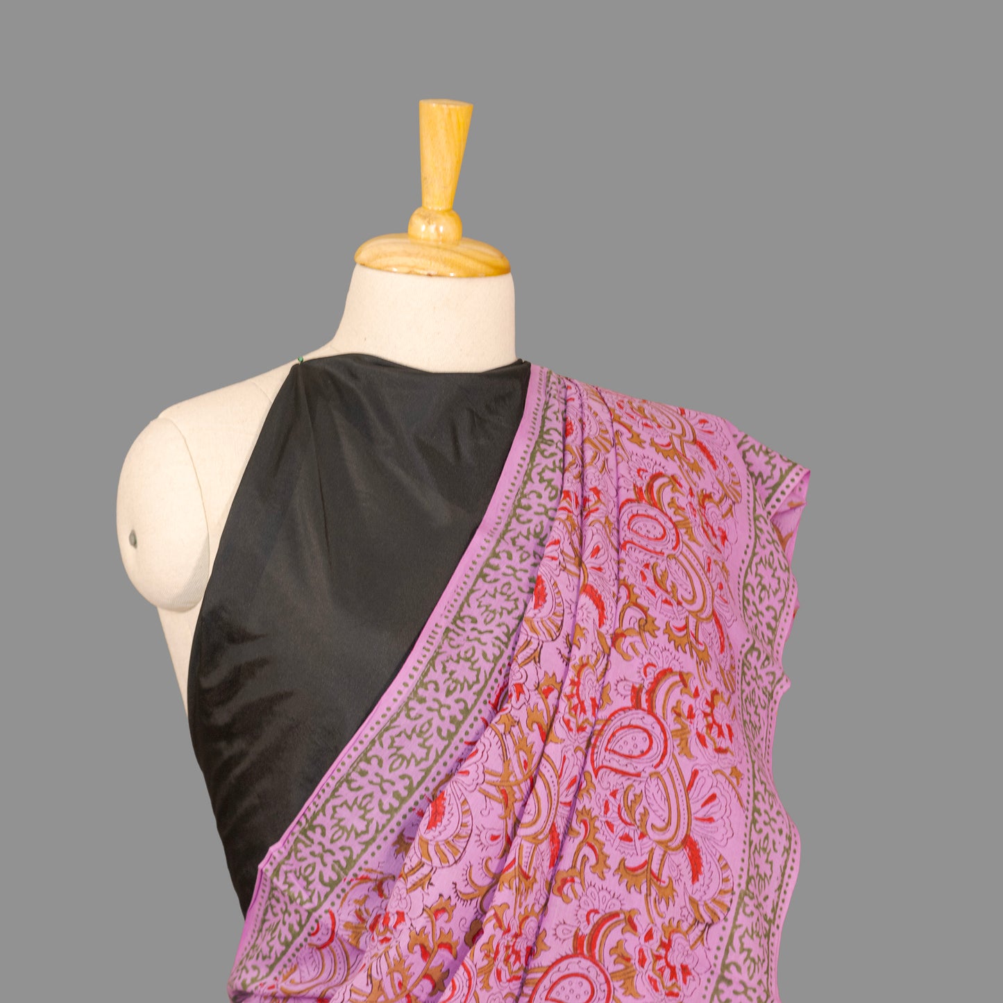 Mul Cotton Saree | Mauve Purple | Hand Block Printed Floral