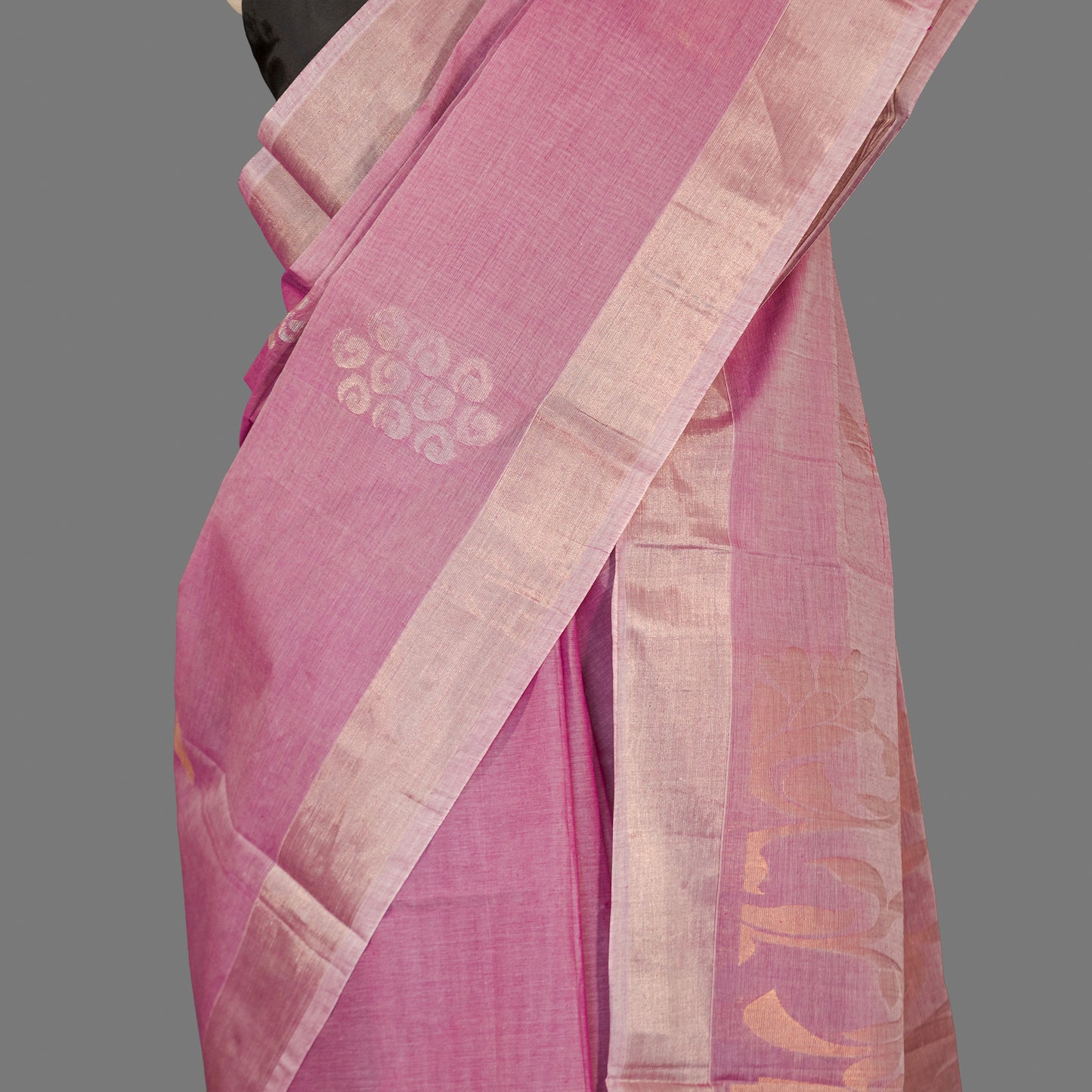 Fine Cotton Handloom Saree-Lilac  Purple- Booties