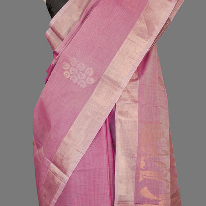 Fine Cotton Handloom Saree-Lilac  Purple- Booties