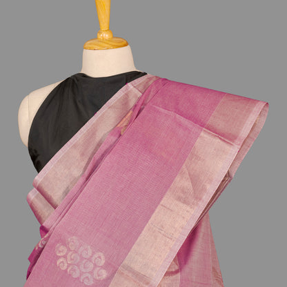 Fine Cotton Handloom Saree-Lilac  Purple- Booties