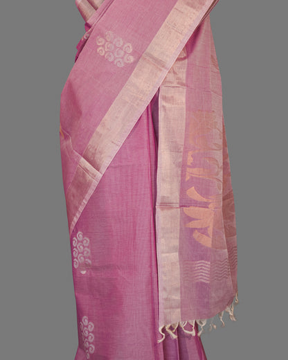 Fine Cotton Handloom Saree-Lilac  Purple- Booties