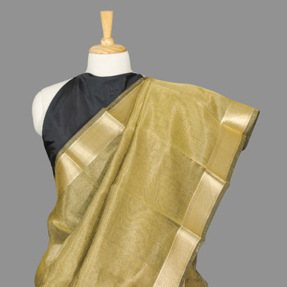 Maheshwari Cotton Tissue Saree-Golden Fine Checkered